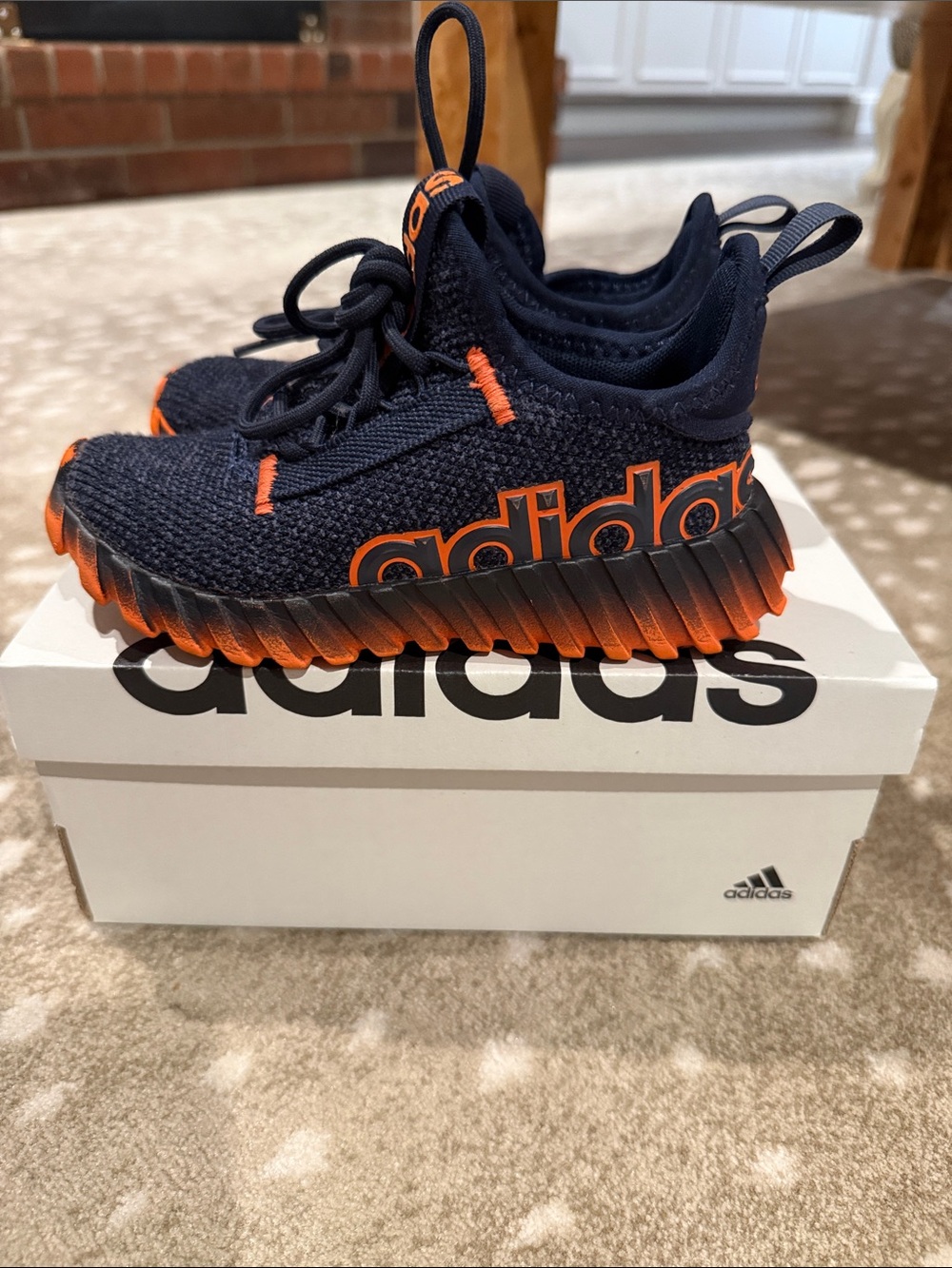 adidas Kids Navy with Orange Accent Athletic Sneakers. Size 11